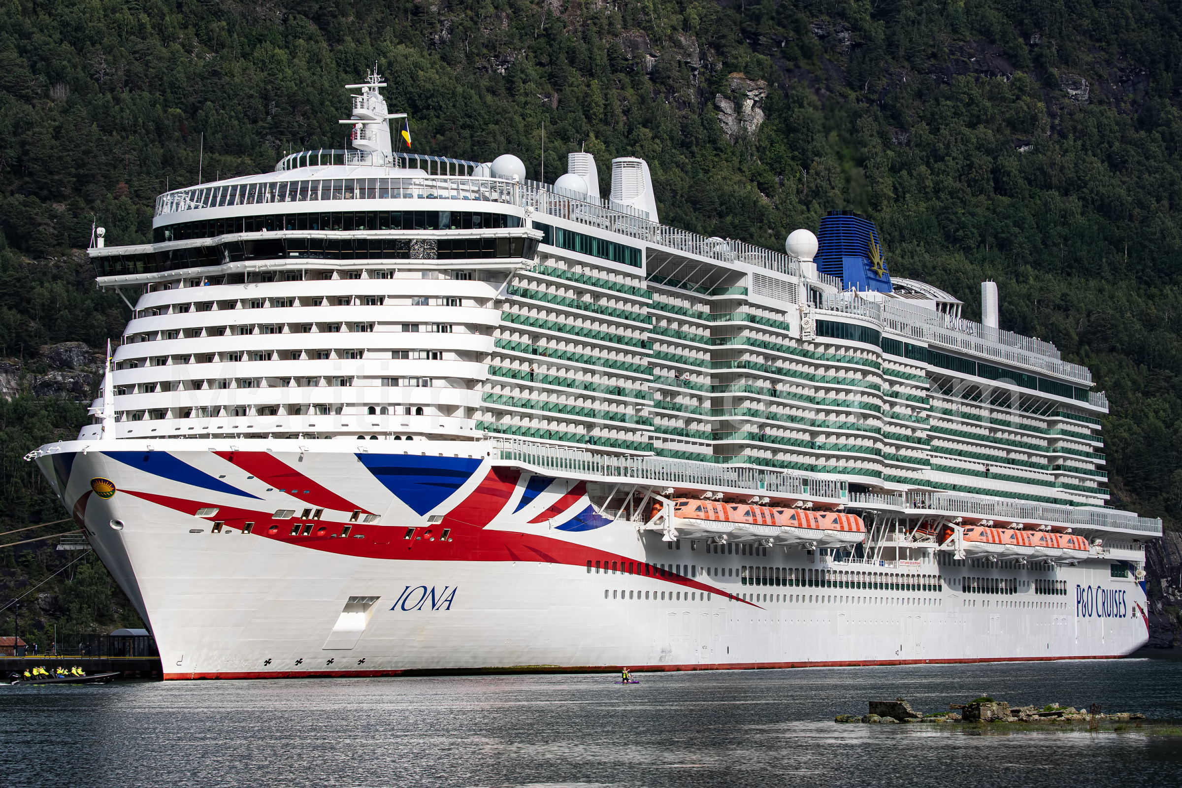 Iona Cruise Ship IMO 9826548 at Olden, Norway