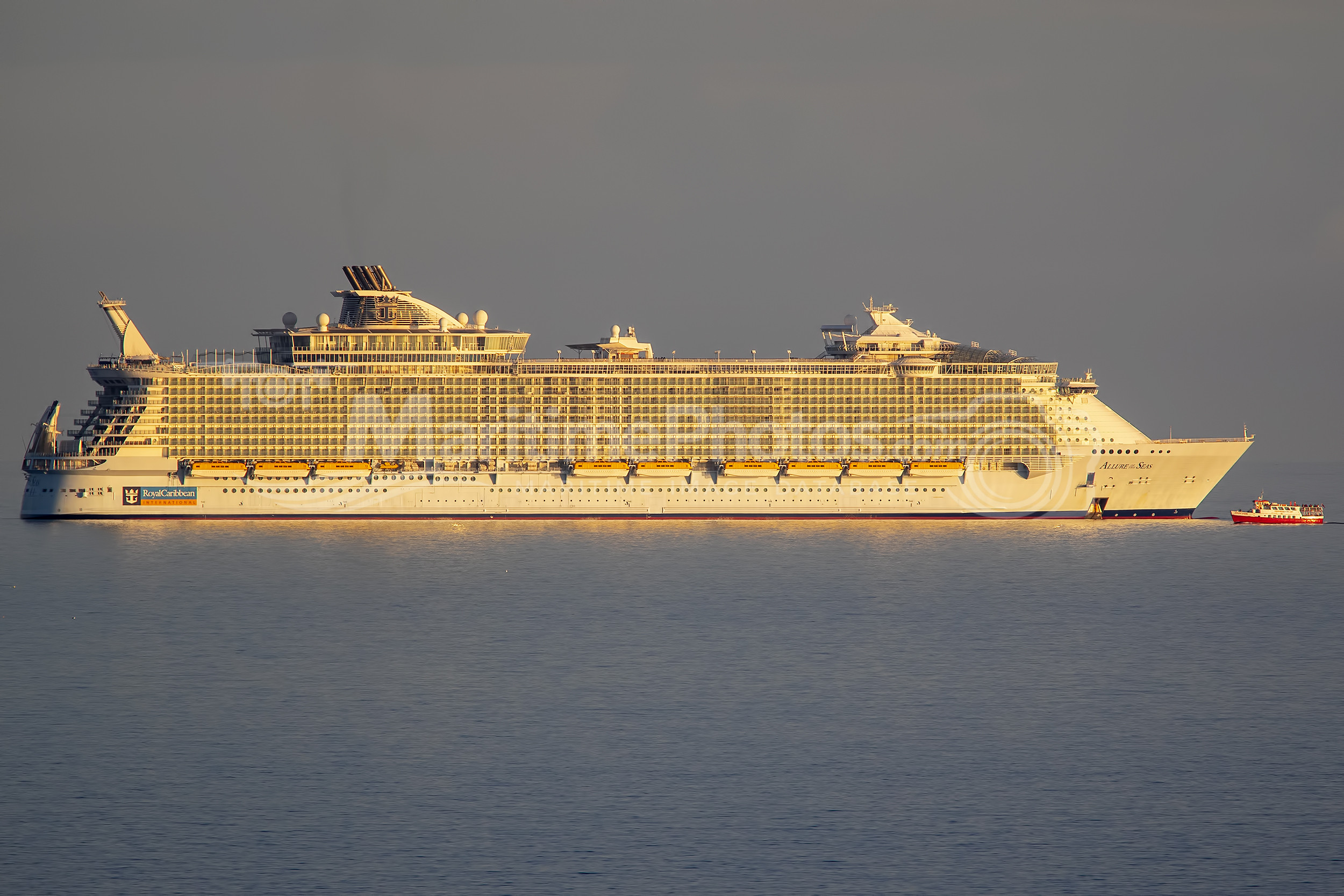 Allure of the Seas Cruise Ship IMO 9383948 at Poole Bay, UK